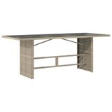 vidaXL Tuintafel met glazen blad 190x80x74 cm polyrotan lichtgrijs