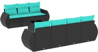 vidaXL 8-delige tuinbankset met kussens, zwart polyrotan