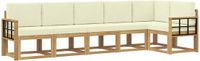 vidaXL - Hoek loungeset - 6 zitplekken - Wit en crèmekleurig - Polyester