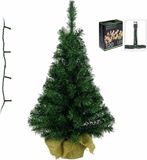 Decoris Kaemingk B.V. Volle kerstboom 75 cm - 81 takken - met warm witte verlichting - 120 led lampjes - verlicht kunstboompje