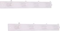 Merkloos Wandkapstok - wit - met 4 jashaken - hoogwaardig metaal - 4,3 x 32,2 cm
