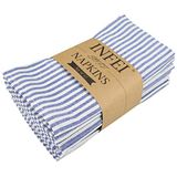 INFEI Effen gestreepte katoenen linnen gemengde dinerdoek servetten - set van 12 (40 x 30 cm) - voor evenementen en thuisgebruik (blauw)