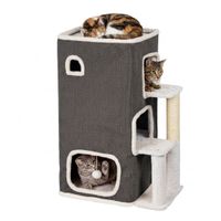 Relaxdays Katzenhaus - grau-weiß - 43x83,5x34 cm - mit Liegeplatz