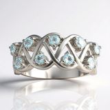 Cavill - Zilveren ring 925 Sterling Zilver - 9 Braziliaanse Amblygoniet Edelstenen 0,459 ct - Moderne Elegante Damesring met Rond Slijpsel