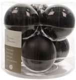 Decoris Kerstballen - 12x stuks - zwart - D7 cm - glas - glans en mat
