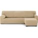 ECOMMERC3 Chaiselong bankovertrek met korte arm rechts, universeel en veelzijdig - bankovertrek chaise long, beige, eenvoudig aan te brengen, voor rugleuning, zitting en armleuningen