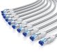 Primewire Câble LAN, set de 10 pièces, CAT 8, câble de raccordement, 40 Gbit/s, câble réseau, S/FTP, double blindage, connecteurs RJ45, gaine en coton, contacts plaqués or, 10 pièces, 0,5 mètre, blanc