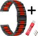 Strap-it Smartwatch bandje staal zwart en rood RVS Stalen schakel bandje geschikt voor Samsung Galaxy Watch 4 40mm & 44mm / Galaxy Watch 4 Classic 42mm & 46mm - metaal / staal