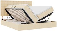 vidaXL LED Opbergbed met Matras Crème 200 x 200 cm Stof