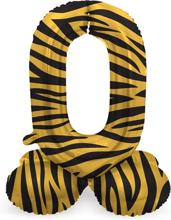 Folat Staande Folieballon Cijfer 0 Tiger Chic - 41 cm