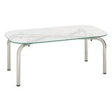 ATMOSPHERA CREATEUR D'INTERIEUR Atmosphera Ovale salontafel van gehard glas met verchroomd stalen onderstel HECATE