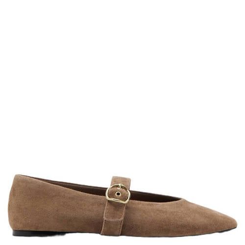 Mango Mango suède ballerina's - lichtbruin