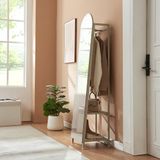 en.casa Garderobespiegel Frenraby met kledingrek 165x40x35 cm havermout