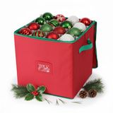 Merkloos Relaxdays Kerstballen opbergbox - voor 64 ballen - rood