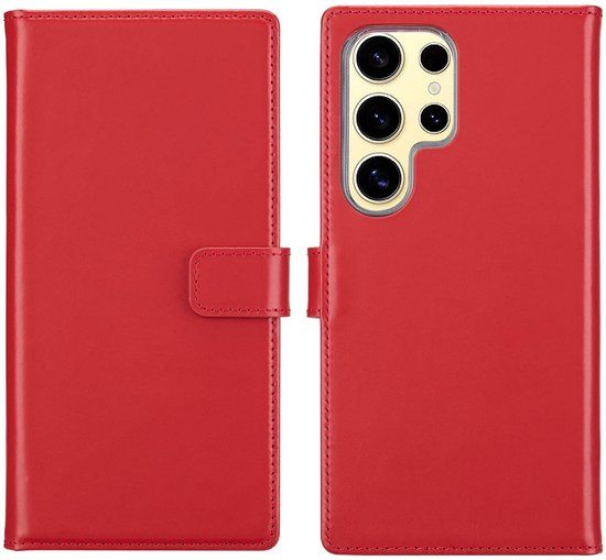 Selencia Echt Leren Bookcase voor de Samsung Galaxy S25 Ultra - Rood