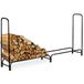 BAKAJI Houten rek, buisstructuur van metaal, houten deur voor binnen en buiten, hout, huis, tuin, voor open haard, open haard, oven, modern design (240 x 120 x 35 cm)