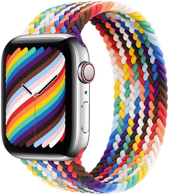 Apple Gevlochten solobandje voor de Apple Watch | 44/45/46/49 mm - Maat 2 - Pride Edition