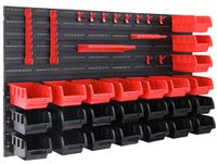 Deuba Wandrek - Stapelboxen 43 delig Gereedschaphouder - Zwart/Rood