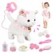 Jouet interactif chat - Animal de compagnie interactif - Chat en peluche - Marche et aboie - Pour enfants à partir de 2 ans