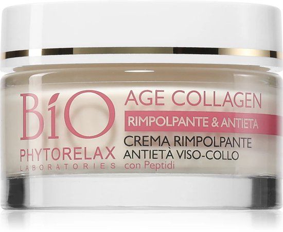 Phytorelax Laboratories Phytorelax Age Collagen Gezicht & Hals Crème – Met Collageen & Peptiden – Anti-Aging & Plumping – Zonder Parfum – Bio Eco AIAB – 50ml