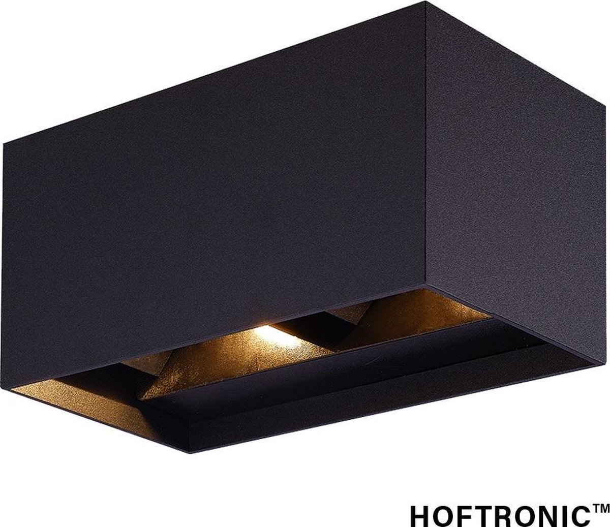 HOFTRONIC Kansas dubbel - Wandlamp - Zwart - IP65 waterdicht - 3000K Warm wit - 12 Watt - Moderne muurlamp - Up down light - zowel geschikt als binnen- en buitenverlichting