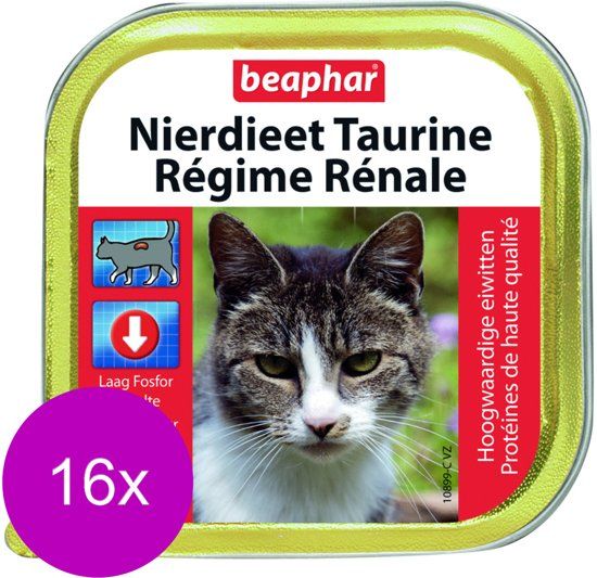 BEAPHAR Nierdieet Kat 100 g - Kattenvoer - 16 x Taurine