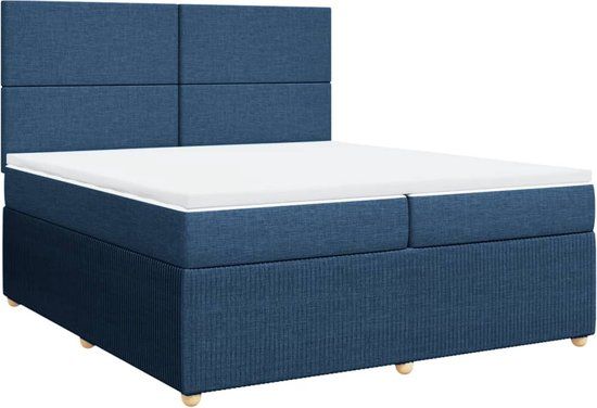 vidaXL Boxspring met matras stof blauw 200x200 cm