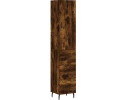 vidaXL Hoge kast 34,5x34x180 cm bewerkt hout gerookt eikenkleurig