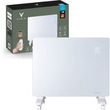 Varin® Smart Design Elektrische kachel - 1500 Watt - 65x55cm - Helder wit glas - IP24 - Met thermostaat - Wandmontage of verrijd