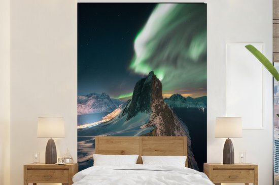 Nr1Wallpaper Behang - Fotobehang Noorderlicht - Berg - IJs - Breedte 180 cm x hoogte 280 cm