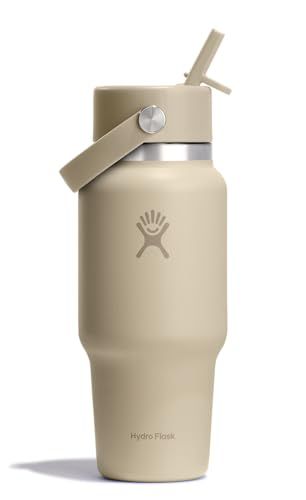 Hydro Flask Wide Flex Straw Travel Bottle 710 ml (24 oz) – Lekvrij, Geïsoleerd, Geschikt voor Bekerhouders – Houdt Drankjes 24 Uur Koud – Flex Straw Cap – Oat