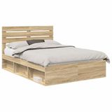 vidaXL Bedframe Sonoma Eik 150 x 200 cm Massief grenenhout
