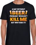 Bellatio Decorations Shoppartners Bv A day Without Beer drank fun t-shirt zwart voor heren - bier drink shirt kleding L