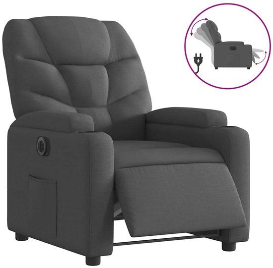 vidaXL Fauteuil verstelbaar elektrisch stof zwart