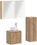 vidaXL Badkamermeubel Set 4 stuks Artisanaal eiken Bewerkt hout en glas