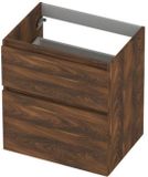 INK - Onderkast 2 Laden Greeploos Hout Decor met Houten Keerlijst A-symmetrisch - 600x450x650 Mm - Noten