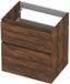 INK - Onderkast 2 Laden Greeploos Hout Decor met Houten Keerlijst A-symmetrisch - 600x450x650 Mm - Noten