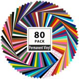 Adhesive, permanent vinyl film - Set of vinyl film - 80 pieces - PVC - 30 x 30 cm - Vinyl rolls - With transfer film - Decoration for parties