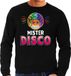 Bellatio Decorations Mister disco Funny emoticon sweater zwart voor heren - Fun / cadeau trui M