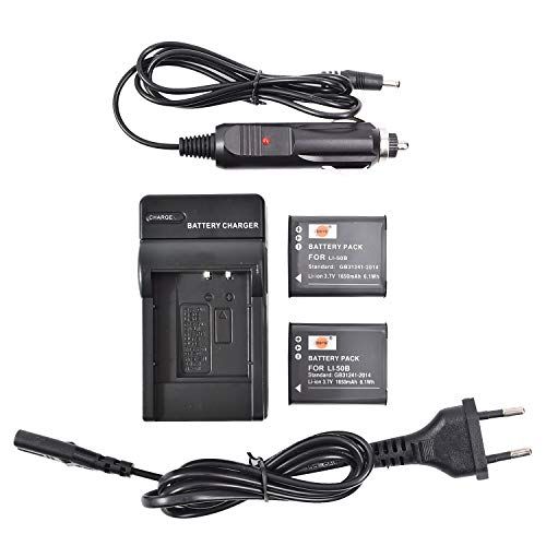 DSTE DSTE® (2 stuks) Vervangingsbatterij en DC16E reislader compatibel voor Olympus Li-50B Stylus 1010 1020 1030 9000 9010 SP-800UZ SP-810UZ SZ-10 SZ-11 SZ-12 SZ-15 SZ-20 SZ-30MR SP-720UZ iHS SZ-16 iHS Tough TG-870