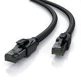 Primewire LAN-kabel CAT 8, 40 Gbit/s, Netzwerkkabel S/FTP PIMF, geschirmt, Baumwollmantel, vergoldete RJ45-Stecker, Knickschutz, halogenfrei, Patchkabel, Ethernet, Schwarz, 15 Meter