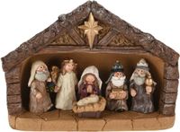 Merkloos / Sans marque Koopman International Complete kerststal - met beeldjes - L22,5 x B8,5 x H18,5 cm - kerststal voor kinderen
