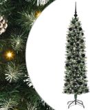 vidaXL Kunstmatige slanke kerstboom Groen en Wit 180 cm