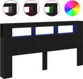 vidaXL Hoofdbord met LED Zwart Eiken Bewerkt Hout