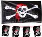 Boland Piraten feestje/verjaardag versiering set 2x vlaggenlijnen en een grote piratenvlag 90 x 150 cm