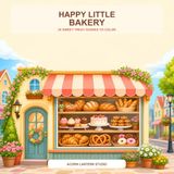 Happy Little Bakery: 20 Sweet Treat Scenes to Color