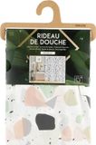 Urban Living Douchegordijn met ringen - wit/multi kleuren - mozaiek print - PVC - 180 x 180 cm