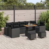 vidaXL Tuinbank Set 10-delig Zwart Polywood