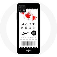 Maniacase Etui voor Samsung Galaxy A22 5G vliegticket Montreal Canada