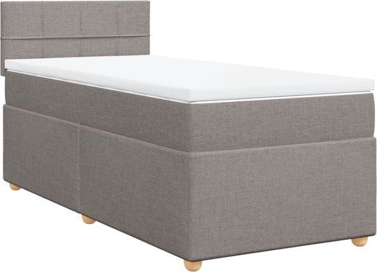 vidaXL Boxspring met matras stof taupe 90x200 cm